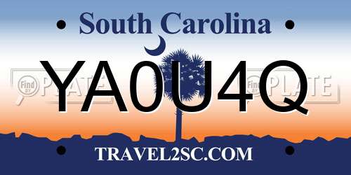 YA0U4Q South Carolina License Plate