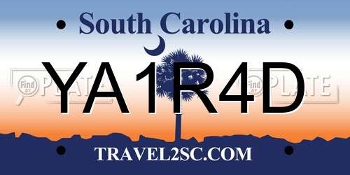 YA1R4D South Carolina License Plate