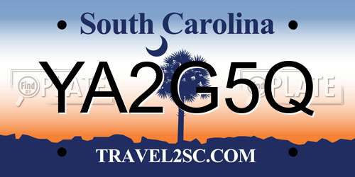 YA2G5Q South Carolina License Plate