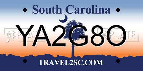YA2G8O South Carolina License Plate