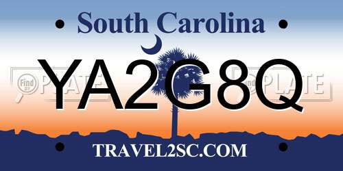 YA2G8Q South Carolina License Plate