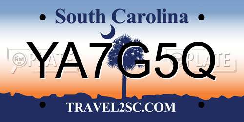 YA7G5Q South Carolina License Plate