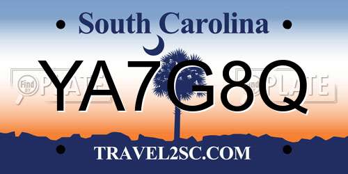 YA7G8Q South Carolina License Plate