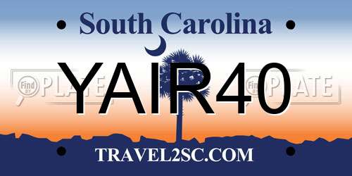 YAIR40 South Carolina License Plate