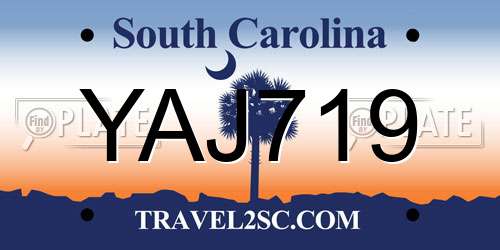 YAJ719 South Carolina License Plate