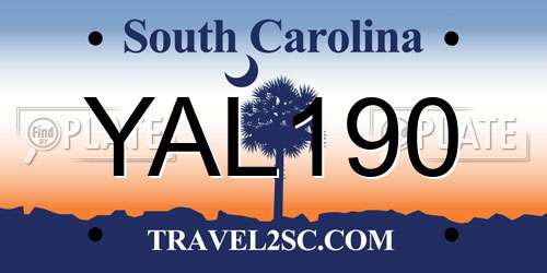 YAL190 South Carolina License Plate