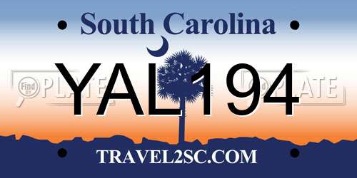 YAL194 South Carolina License Plate