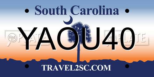 YAOU40 South Carolina License Plate