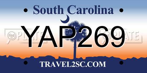 YAP269 South Carolina License Plate