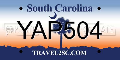 YAP504 South Carolina License Plate