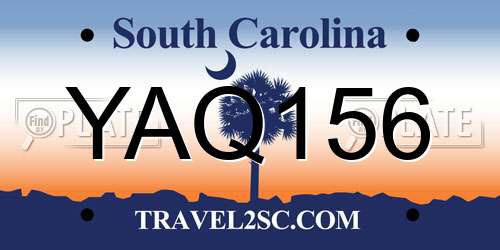YAQ156 South Carolina License Plate