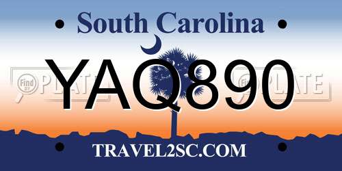 YAQ890 South Carolina License Plate