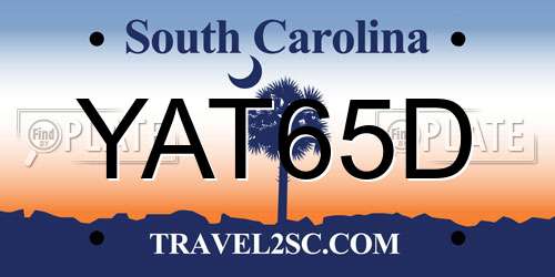 YAT65D South Carolina License Plate