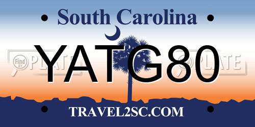YATG80 South Carolina License Plate