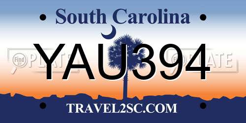 YAU394 South Carolina License Plate