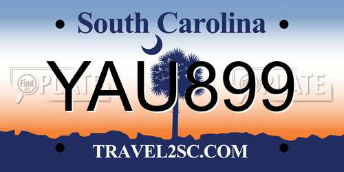 YAU899 South Carolina License Plate