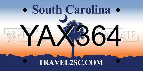 YAX364 South Carolina License Plate