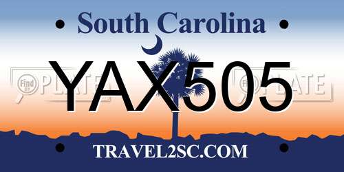 YAX505 South Carolina License Plate