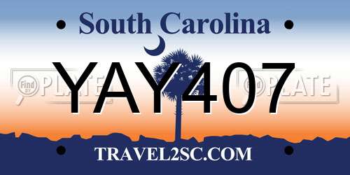 YAY407 South Carolina License Plate
