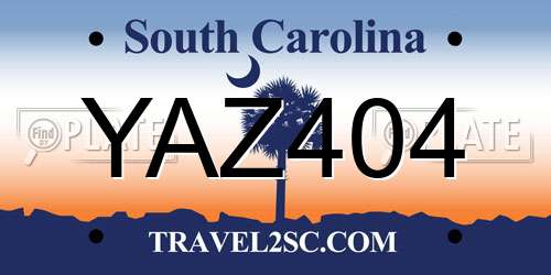 YAZ404 South Carolina License Plate