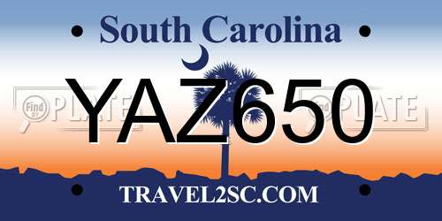 YAZ650 South Carolina License Plate