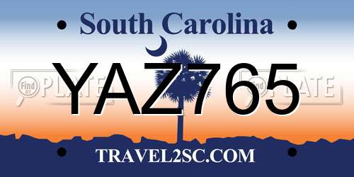 YAZ765 South Carolina License Plate
