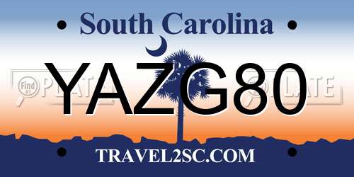 YAZG80 South Carolina License Plate