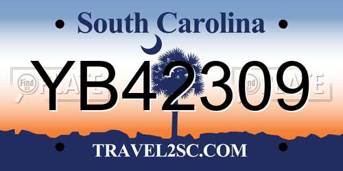 YB42309 South Carolina License Plate