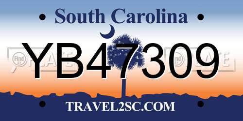 YB47309 South Carolina License Plate