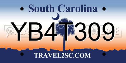 YB4T309 South Carolina License Plate
