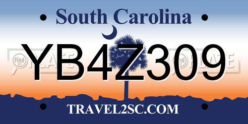 YB4Z309 South Carolina License Plate