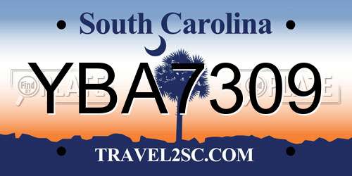 YBA7309 South Carolina License Plate