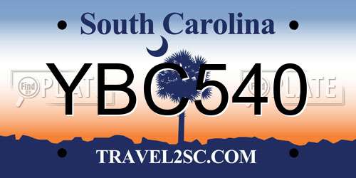YBC540 South Carolina License Plate