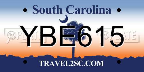 YBE615 South Carolina License Plate
