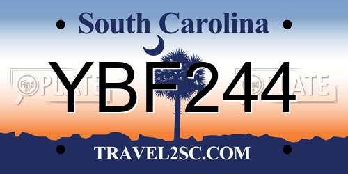 YBF244 South Carolina License Plate