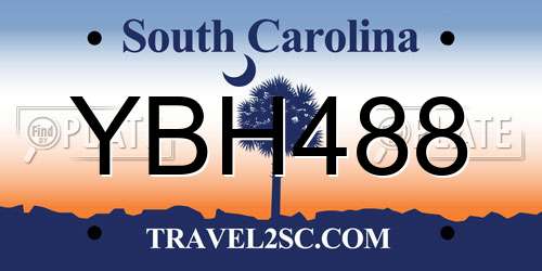 YBH488 South Carolina License Plate