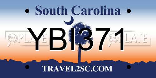 YBI371 South Carolina License Plate