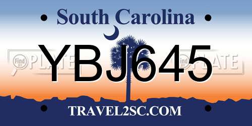 YBJ645 South Carolina License Plate
