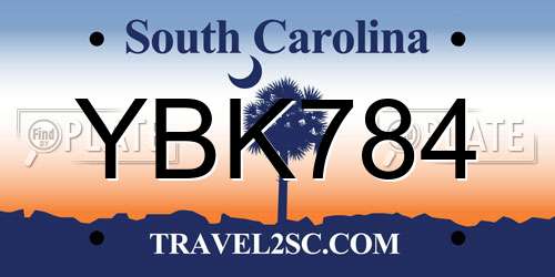 YBK784 South Carolina License Plate