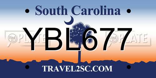 YBL677 South Carolina License Plate