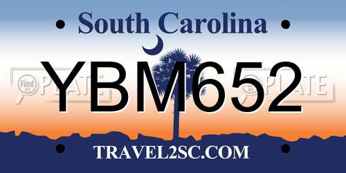 YBM652 South Carolina License Plate