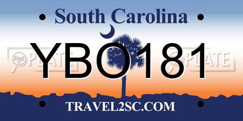YBO181 South Carolina License Plate