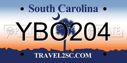 YBO204 South Carolina License Plate