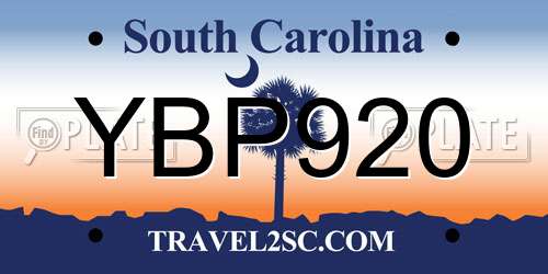 YBP920 South Carolina License Plate