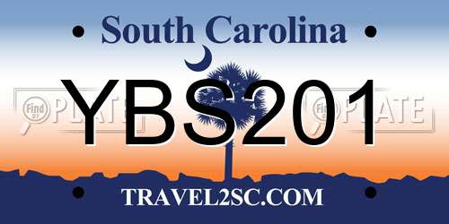 YBS201 South Carolina License Plate