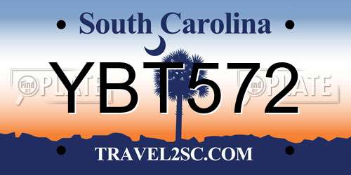 YBT572 South Carolina License Plate