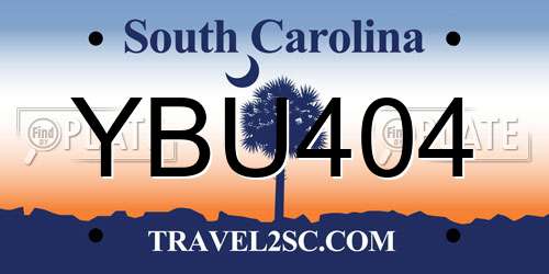 YBU404 South Carolina License Plate