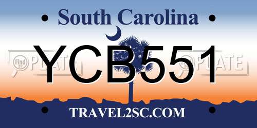 YCB551 South Carolina License Plate