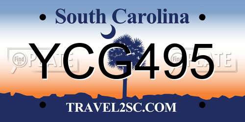 YCG495 South Carolina License Plate