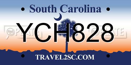 YCH828 South Carolina License Plate